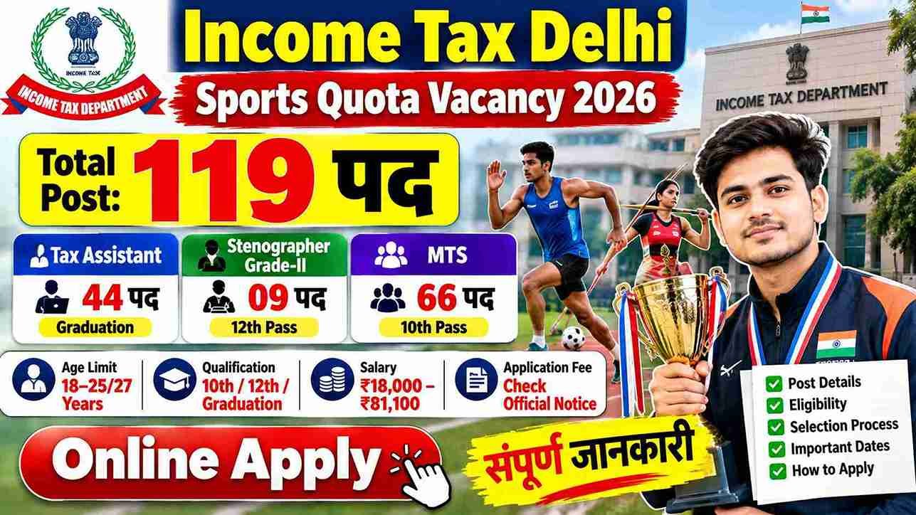 Income Tax Delhi Sports Quota Vacancy
